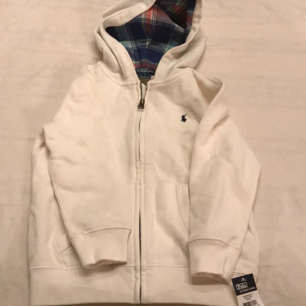 Brand new ivory polo Ralph Lauren boys zip up sz 4